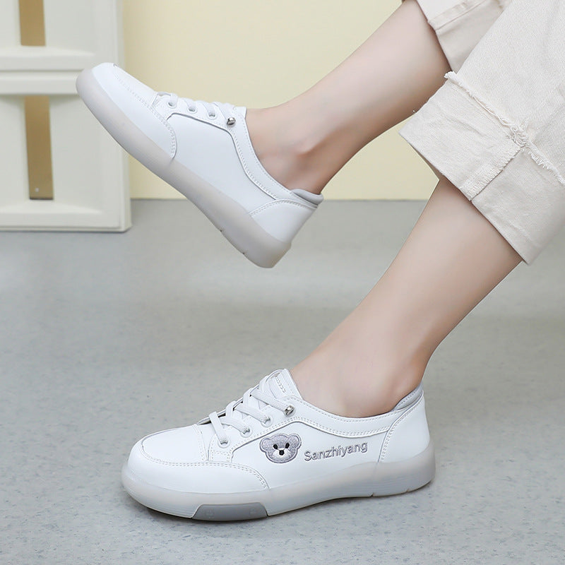 Women's Three Sheep White For Slip-on Flat Leisure Hollow Casual Shoes