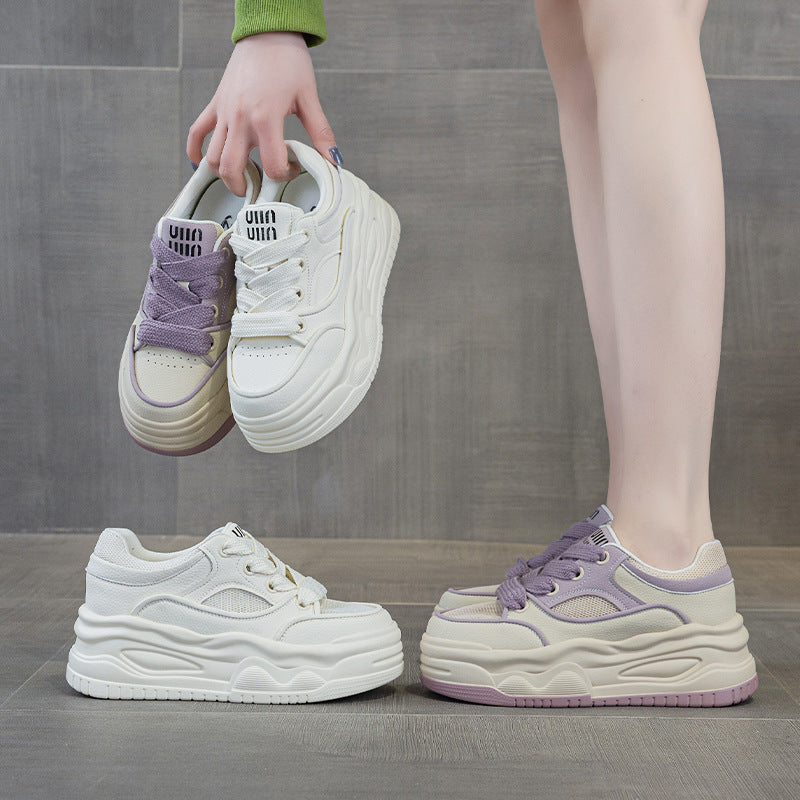 Women's Hidden White Small Spring Fashionable Genuine Sneakers