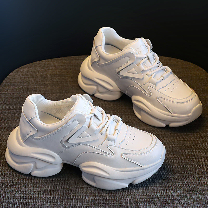 Women's & Men's Dad Fashionable Platform White Height Increasing Sneakers