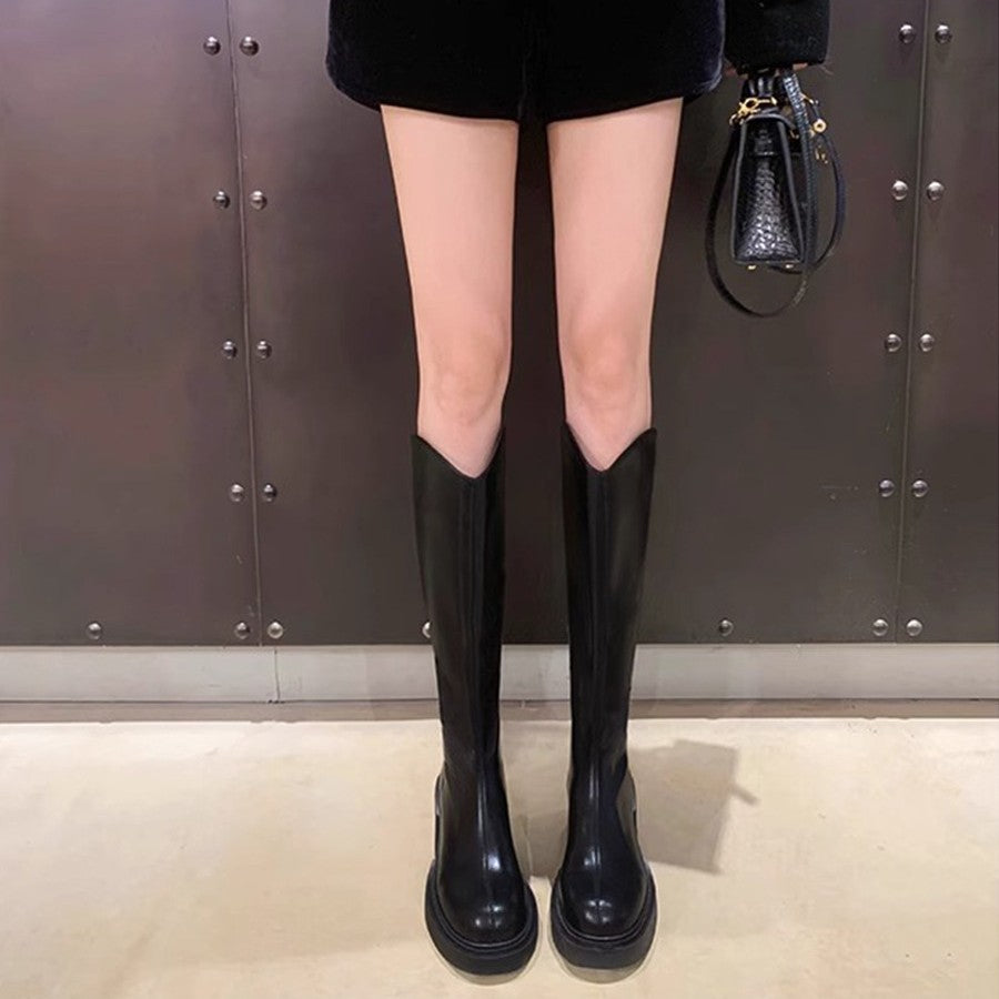 Women's Slimming V Cut Back Zipper Chunky Platform Boots