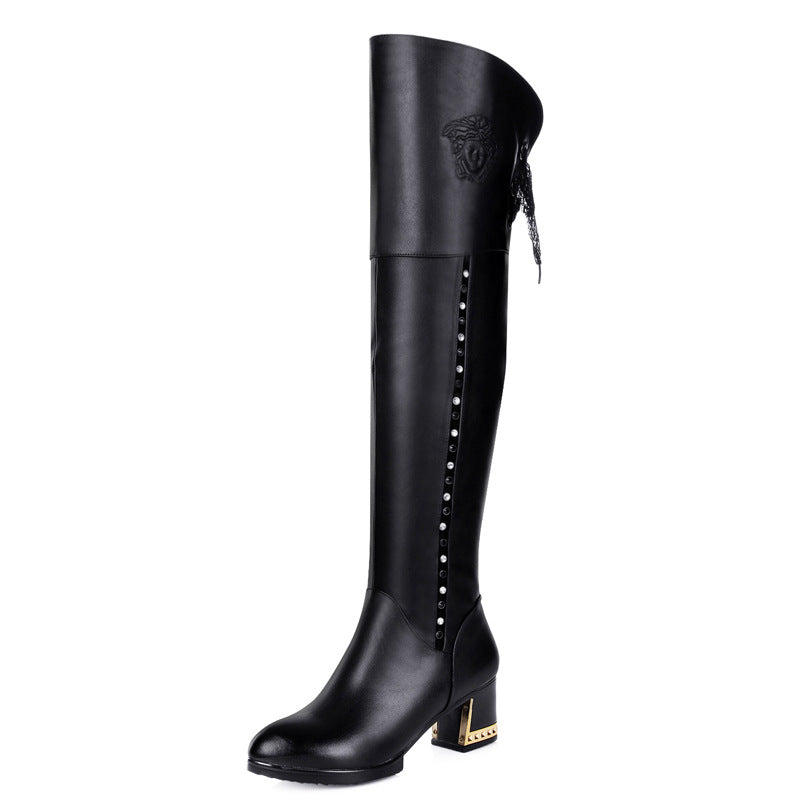 Women's The Knee Thick Genuine Sexy High Boots
