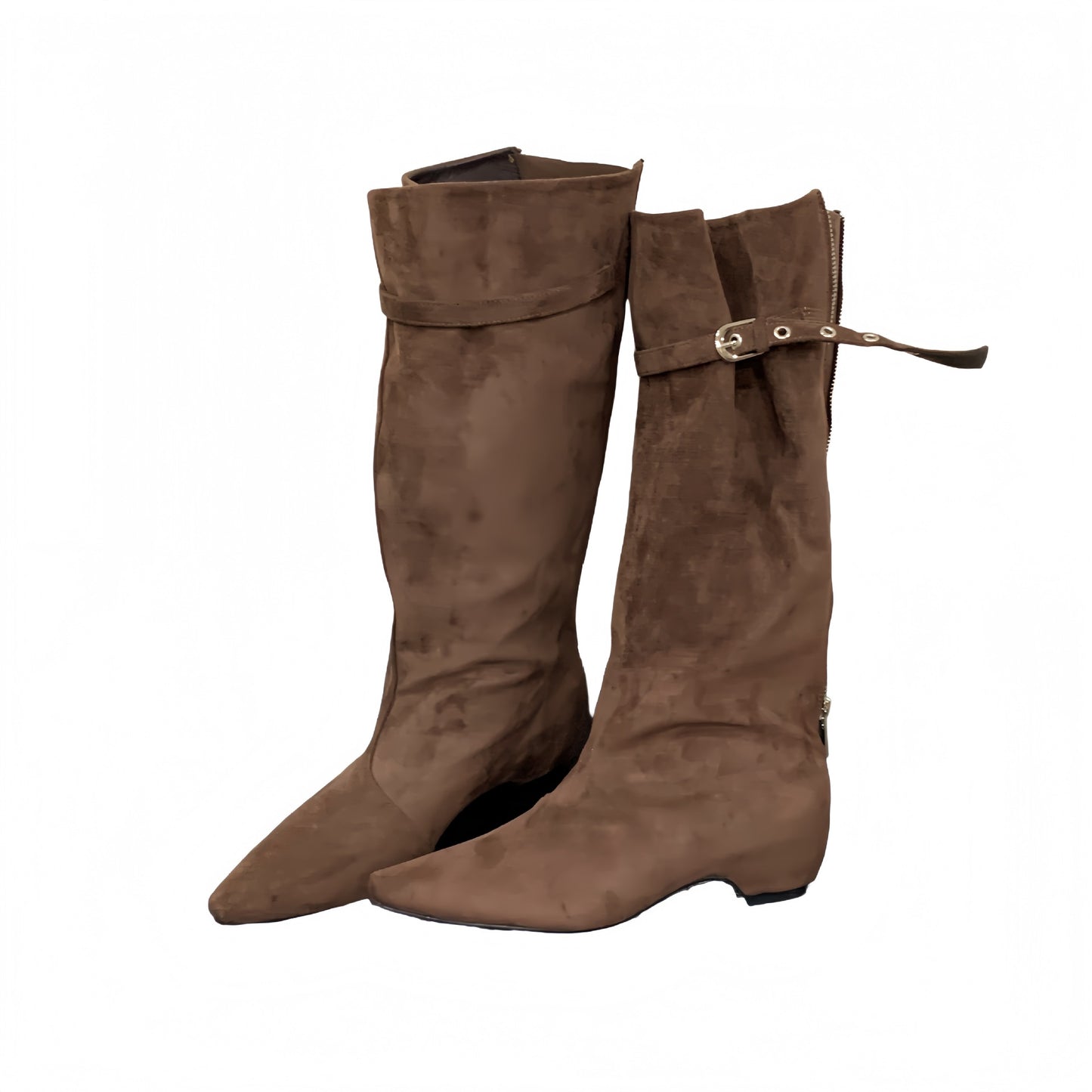 Women's Retro Back Zipper Pointed Toe Middle Boots