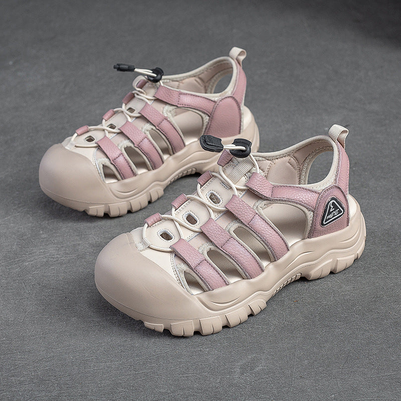 Women's Rub Colored First Layer Cowhide Comfortable Stylish Sandals