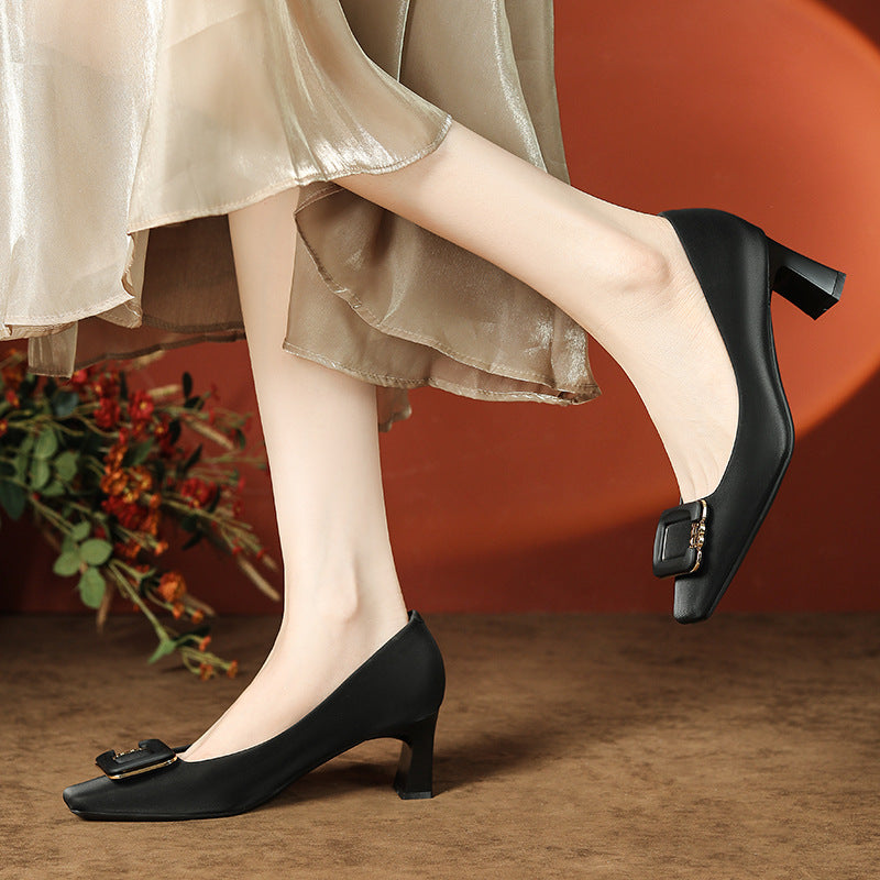 Women's Pumps Chunky Square Toe Dress Comfortable Women's Shoes