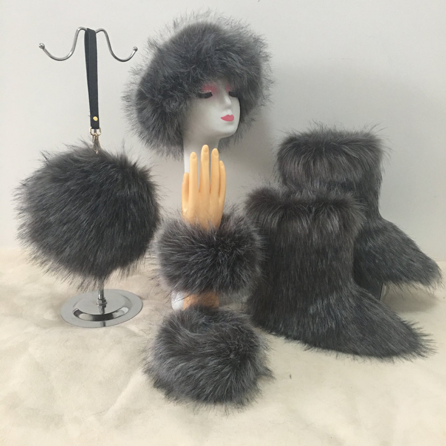 Women's Colorful Round Bag Messenger Hair Band Snow Boots