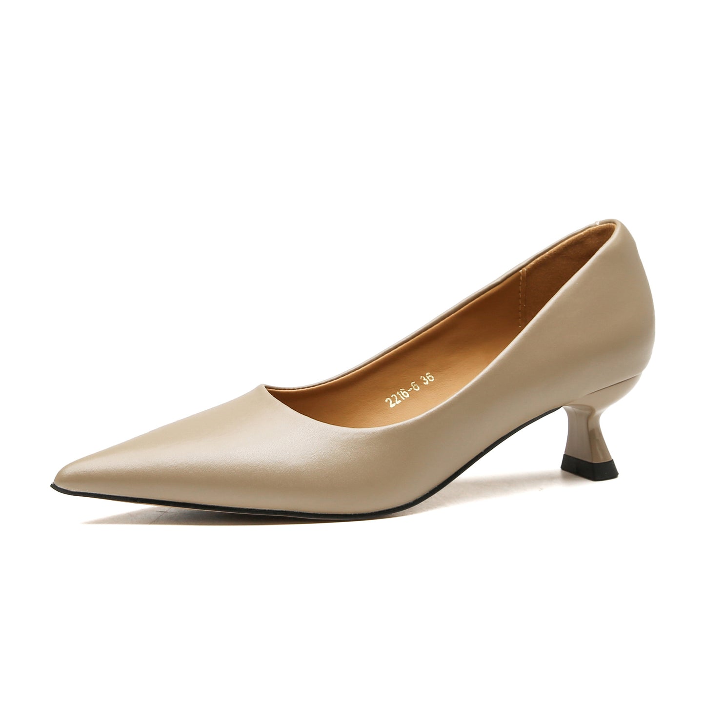 Women's Pointed Toe Shallow Mouth Elegant Plain Surface Pumps Professional Kitten Heels