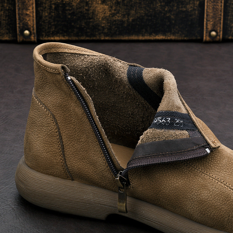 Men's Layer Cowhide Frosted Soft Martin Chelsea Men's Shoes
