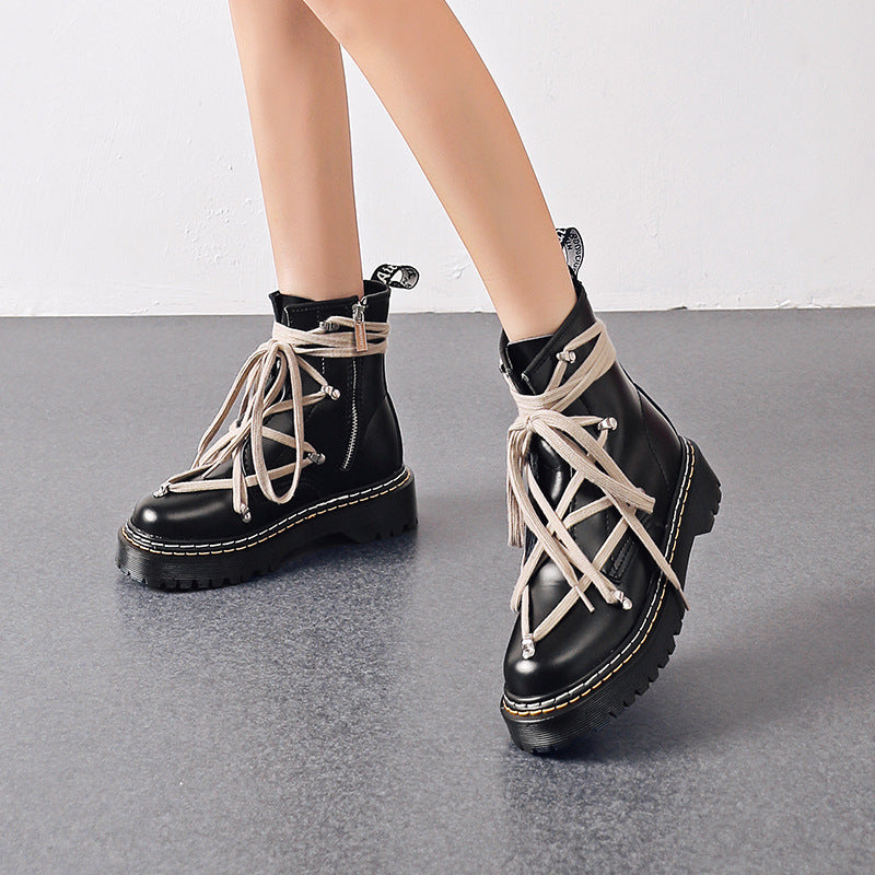 Women's & Men's Joint Martin Six-pointed Star Genuine Strap Boots