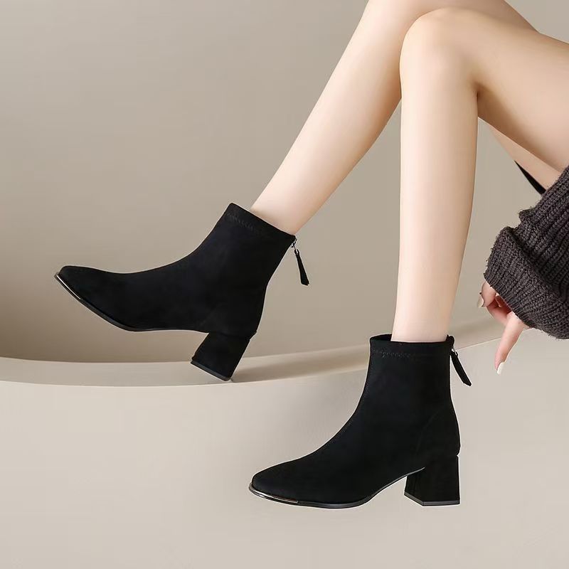 Women's & Men's Korean Style Suede Chunky Martin Small Ankle Fashion Women's Leather Boots
