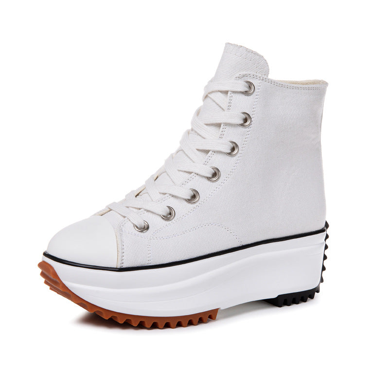 Women's Height Increasing White Korean Style Muffin Fashion Women's Canvas Shoes