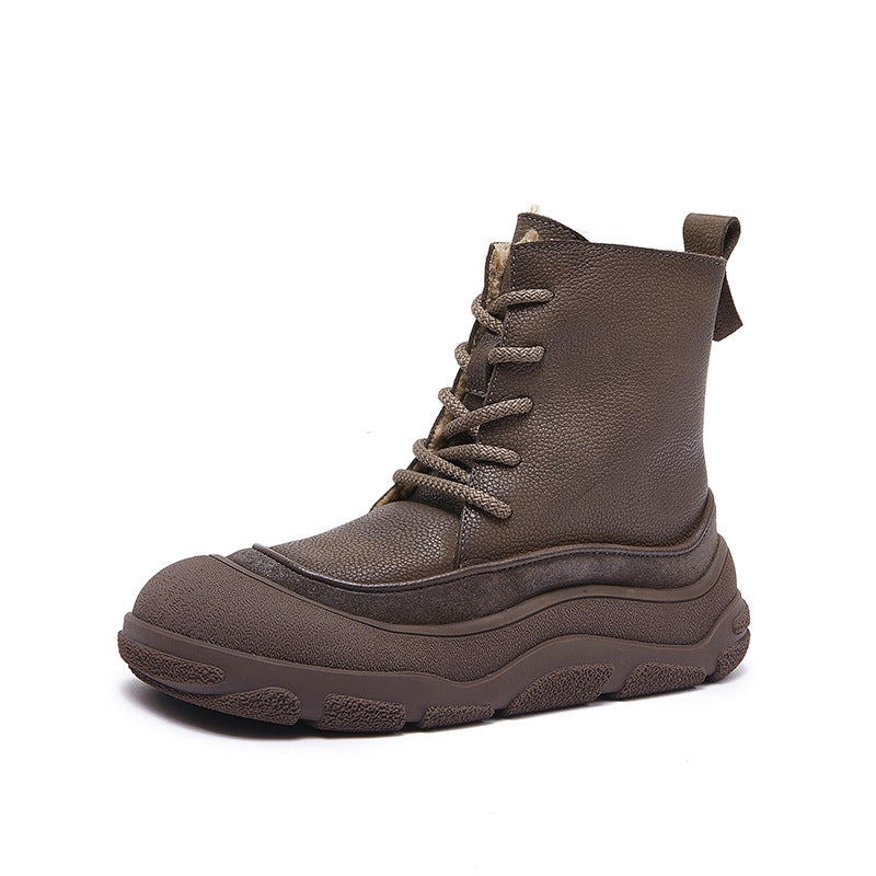 Women's Genuine Retro Platform Hand-rub Color Comfortable Snow Boots