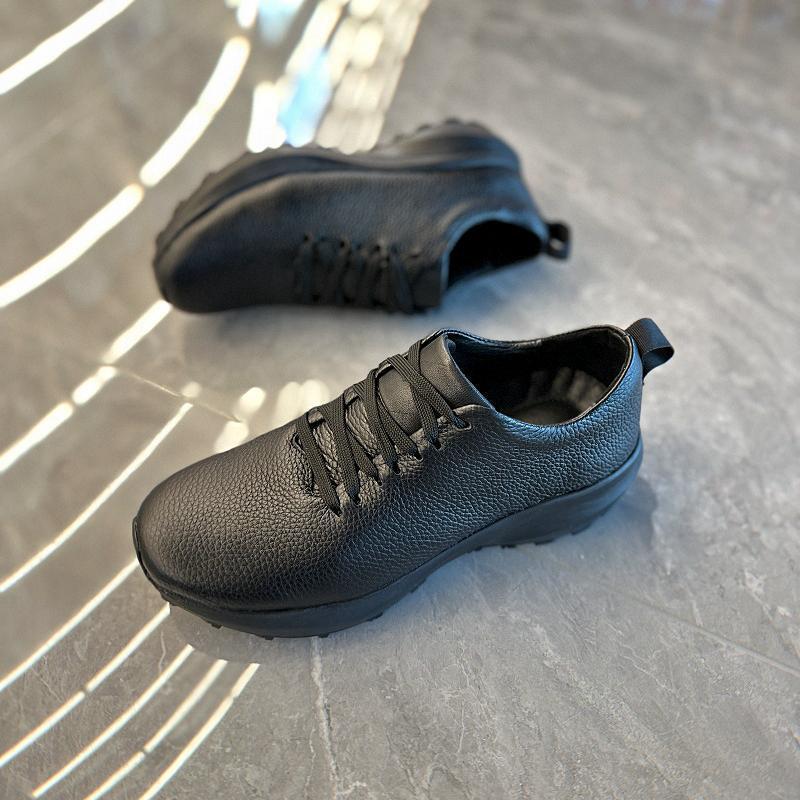 Men's Genuine Platform Full Cowhide Breathable Versatile Sneakers
