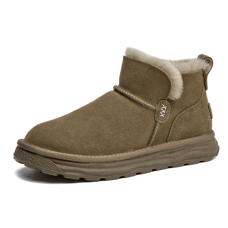 Men's Sheep Fur Integrated Waterproof Glossy Fleece Snow Boots