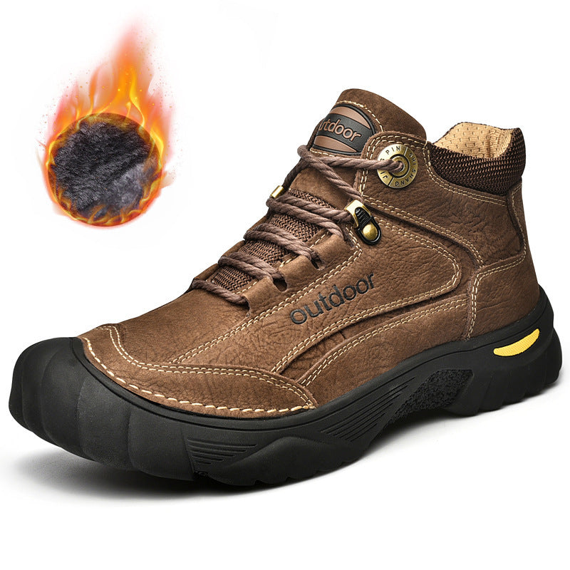 Men's Winter Fleece-lined Thickening Plus Size Cotton Middle Casual Shoes
