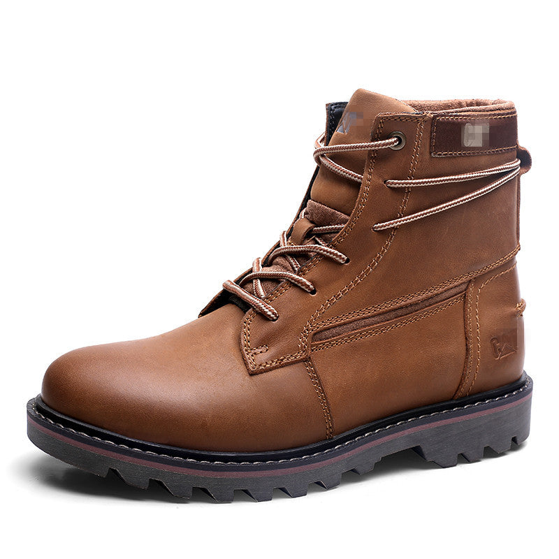 Men's Pier Layer Cowhide Martin British Motorcycle Snow Boots