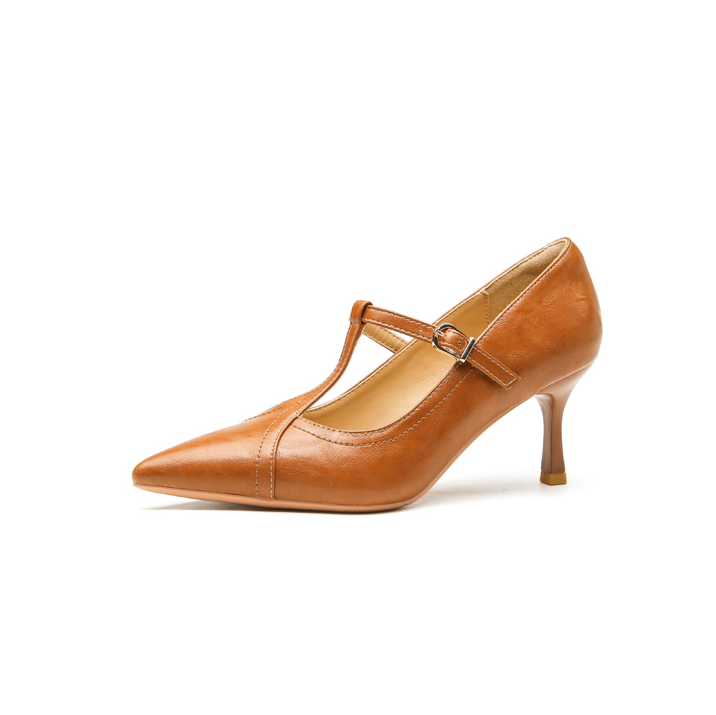 Women's Retro Minority Pointed High Stiletto Word Belt Shallow Women's Fashion Shoes