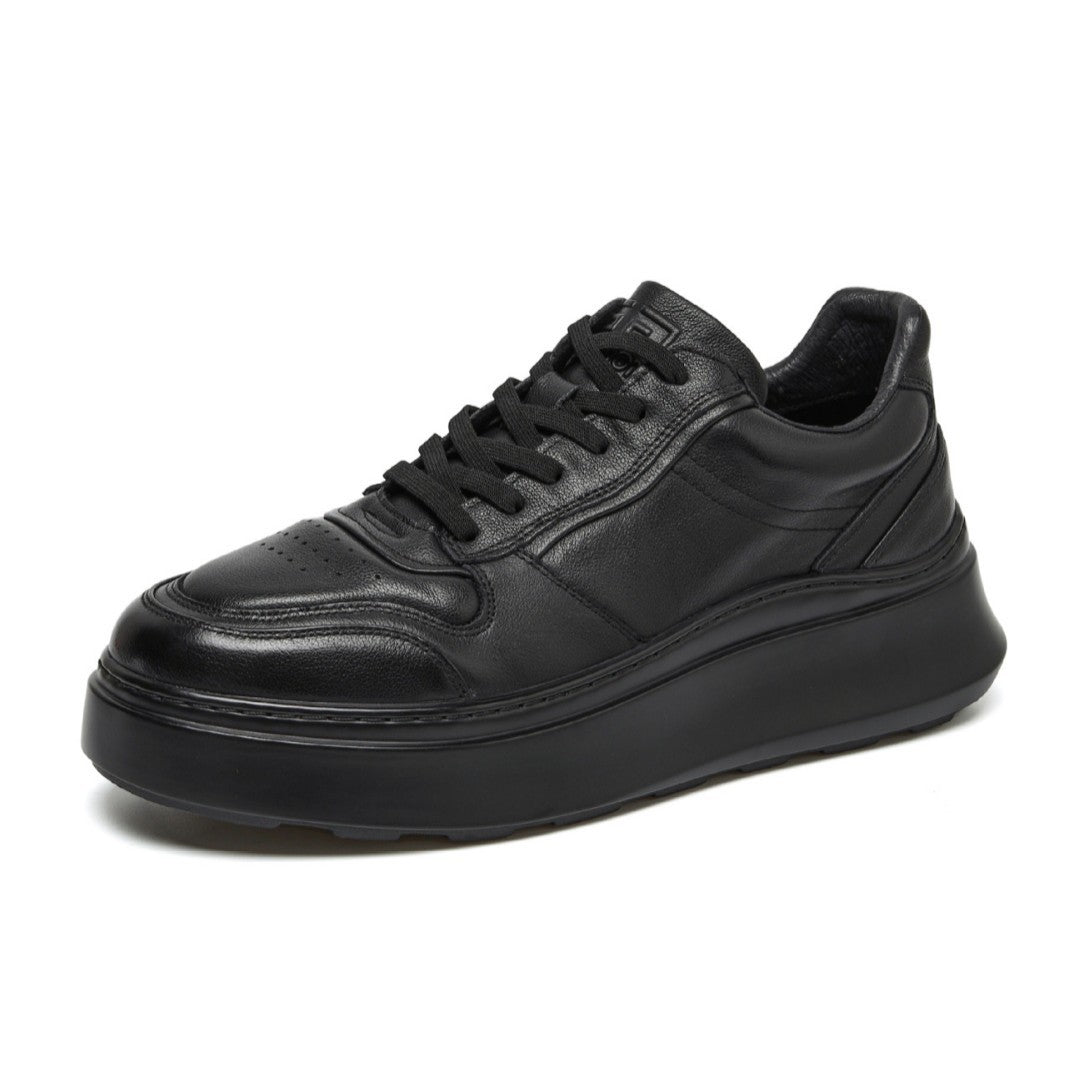 Men's Spring First Layer Cowhide Platform Height Increasing Men's Casual Leather Shoes