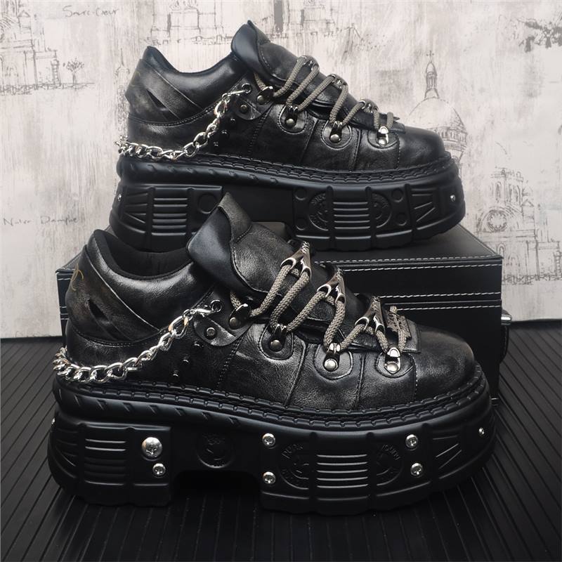 Men's Thick Bottom Fried Street Fashion Metal Hight Men's Shoes