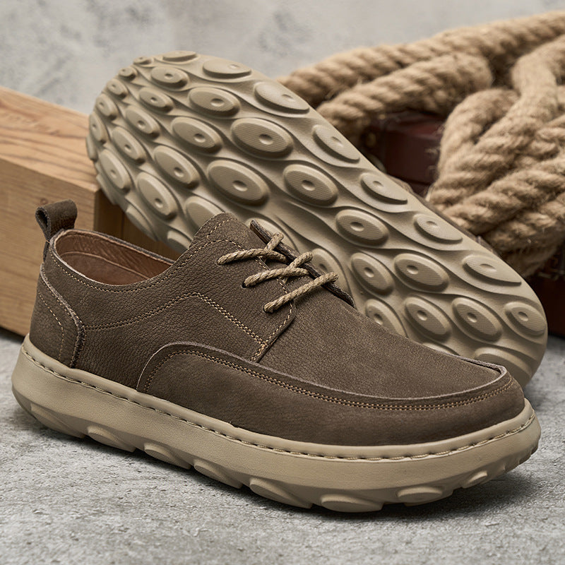 Men's Genuine Lace Up Pumps Breathable Soft Leather Shoes