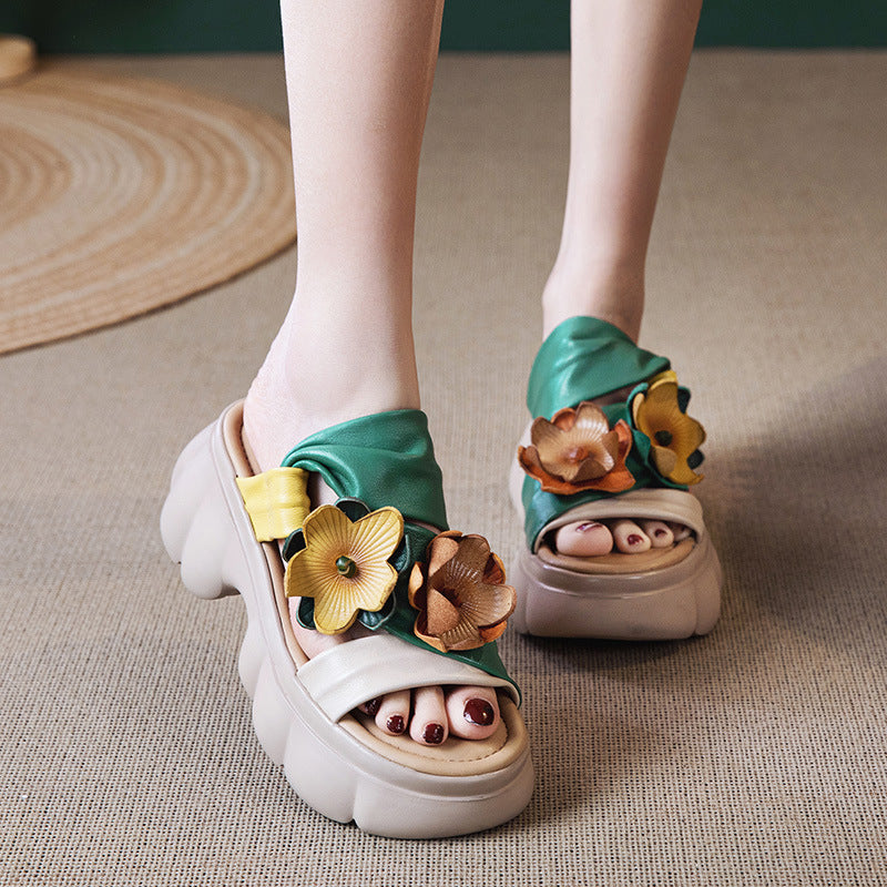 Women's Outdoor Wear Summer Retro Artistic Ethnic Style Genuine Assorted Slippers