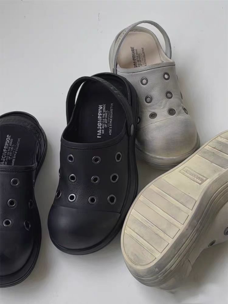 Retro Style Hole Summer Thick Bottom Toe Slippers