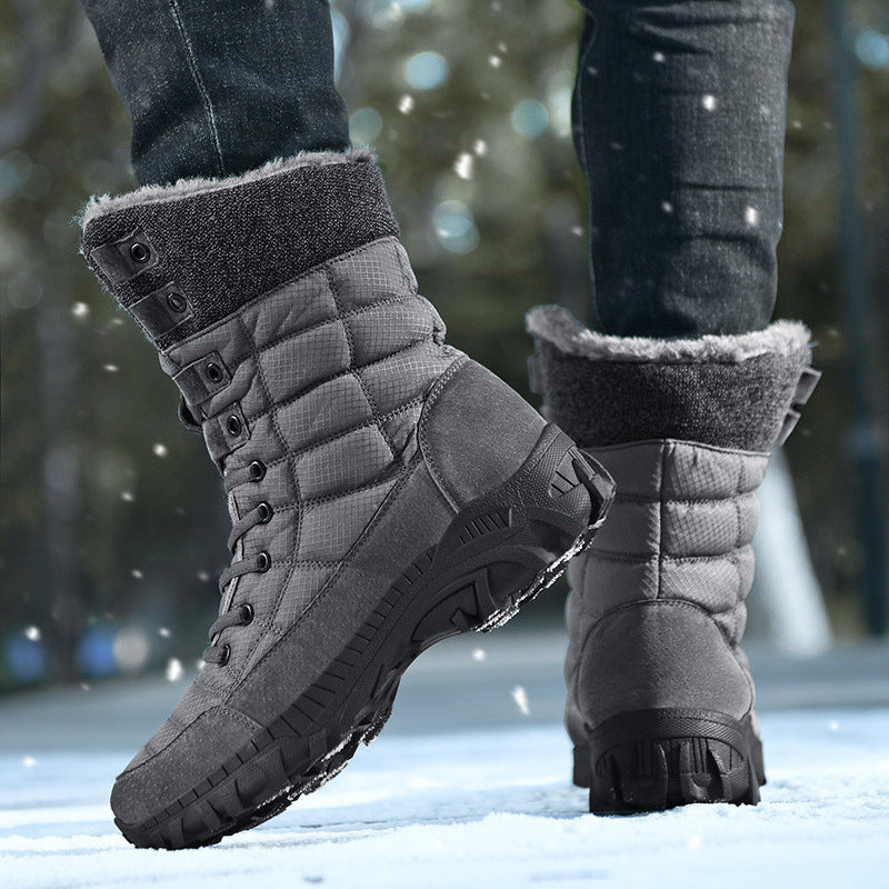 Men's Winter Fleece-lined Warm Trendy Outdoor Mountaineering Snow Boots