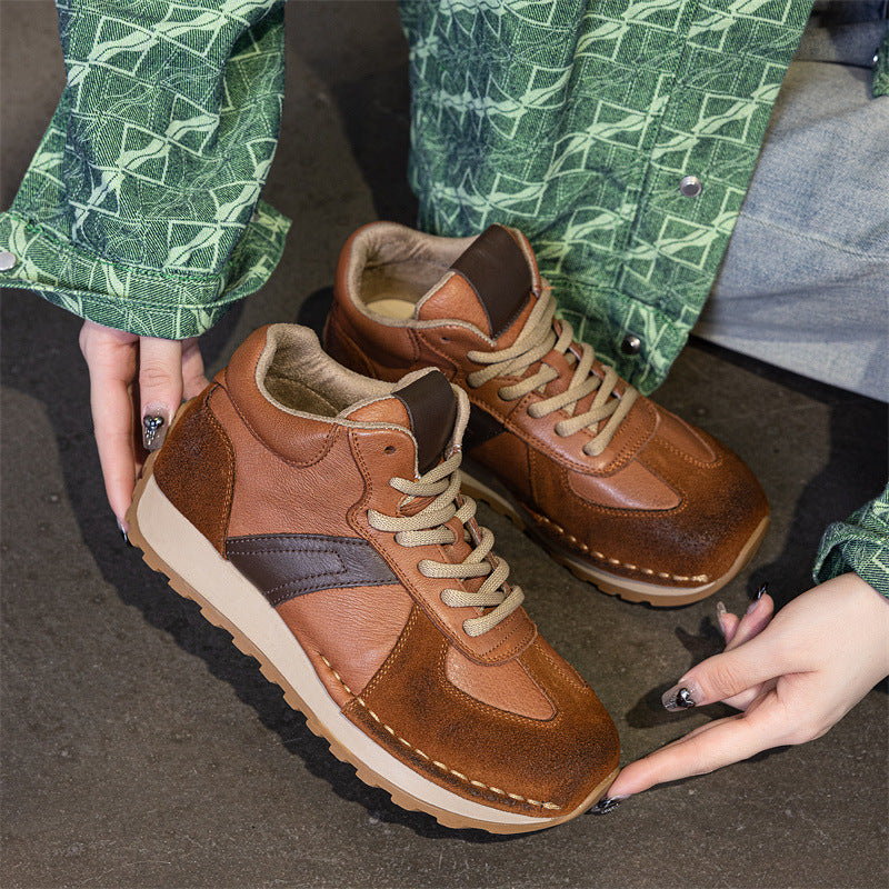 Women's Handmade Genuine Sports Autumn Cowhide German Sneakers