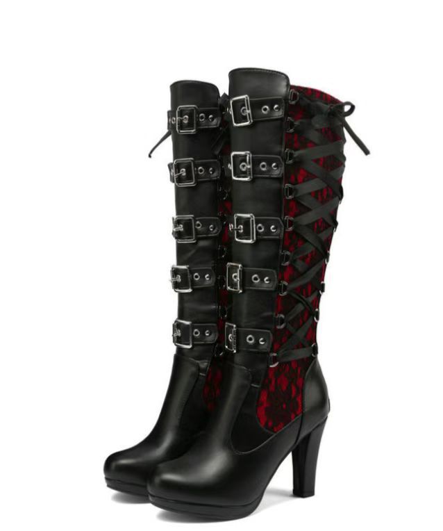 Women's High Rivet Chunky Plus Size Boots