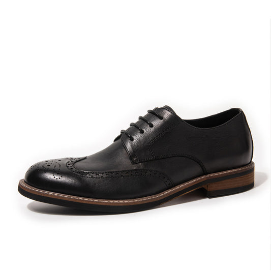 Men's Polished Brogue Business Formal Genuine Leather Shoes