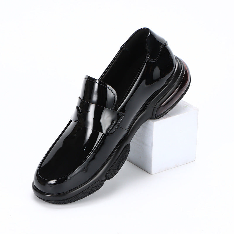 Men's Thick Bottom Elegant Bright Fashionable Soft Leather Shoes