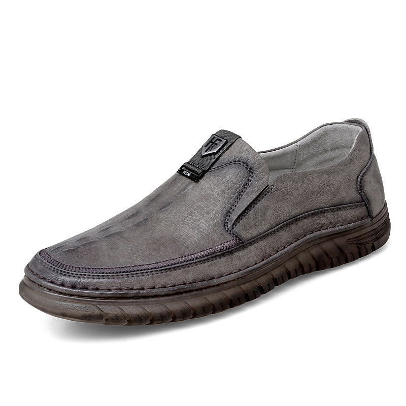 Men's Soft Bottom Slip On Crocodile Pattern Casual Shoes