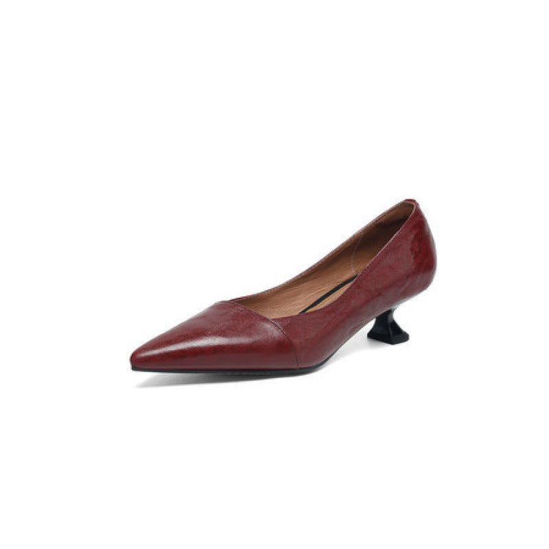 Kitten Authentic Sheepskin Pumps Female Skinny Shallow Heels