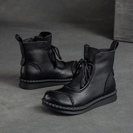 Women's Flat Cotton Solid Color Retro Martin Women's Shoes