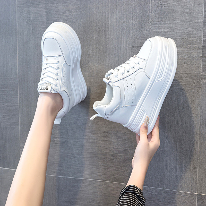 Women's Platform Height Increasing Insole White With Sneakers