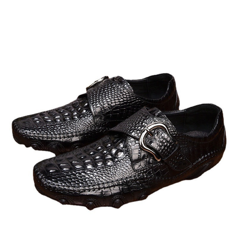 Men's Pedal Crocodile Pattern Advanced Soft Bottom Lazy First Casual Shoes