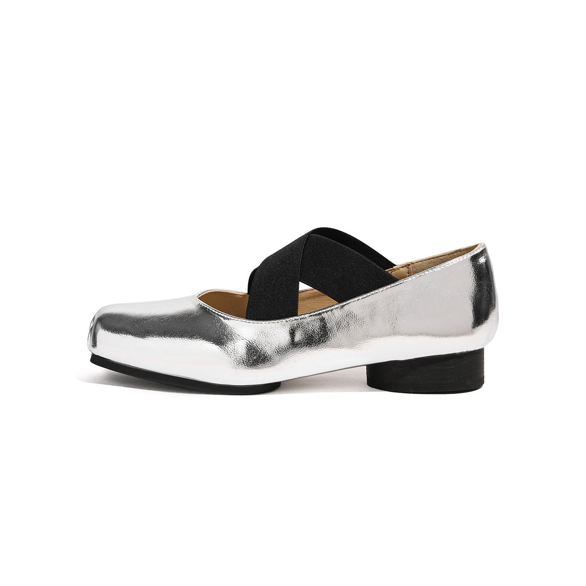 Women's Genuine Pig Nose Square Head French Heels