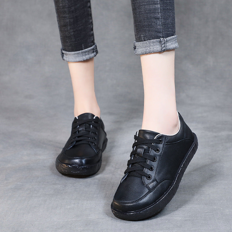 Women's Cowhide Maternity Soft Bottom Lace Up Casual Shoes