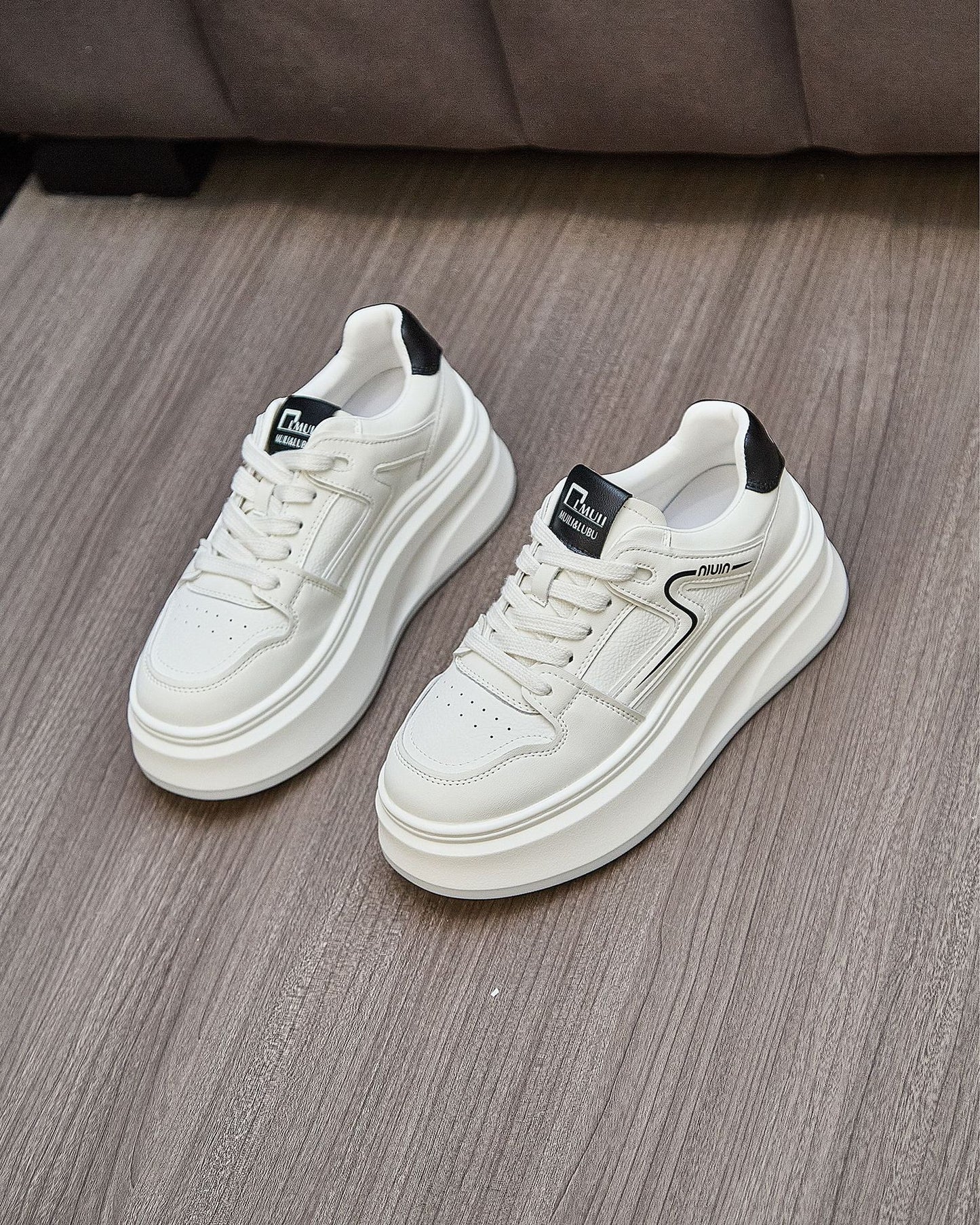 Women's Authentic Platform White Autumn Color Matching Small Height Increasing Women's Sports Shoes