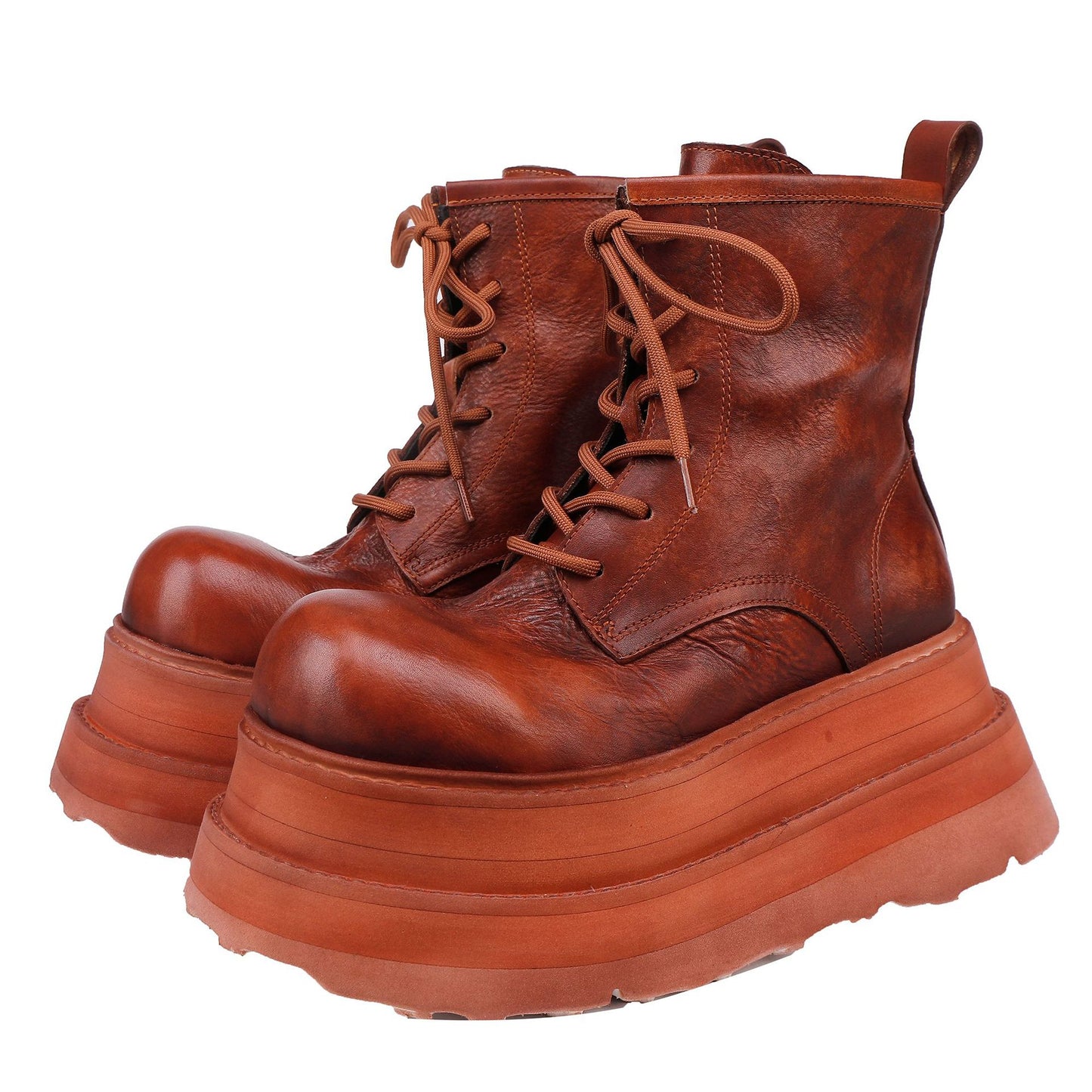 Women's Small Platform Martin Ankle Washed Cowhide Boots