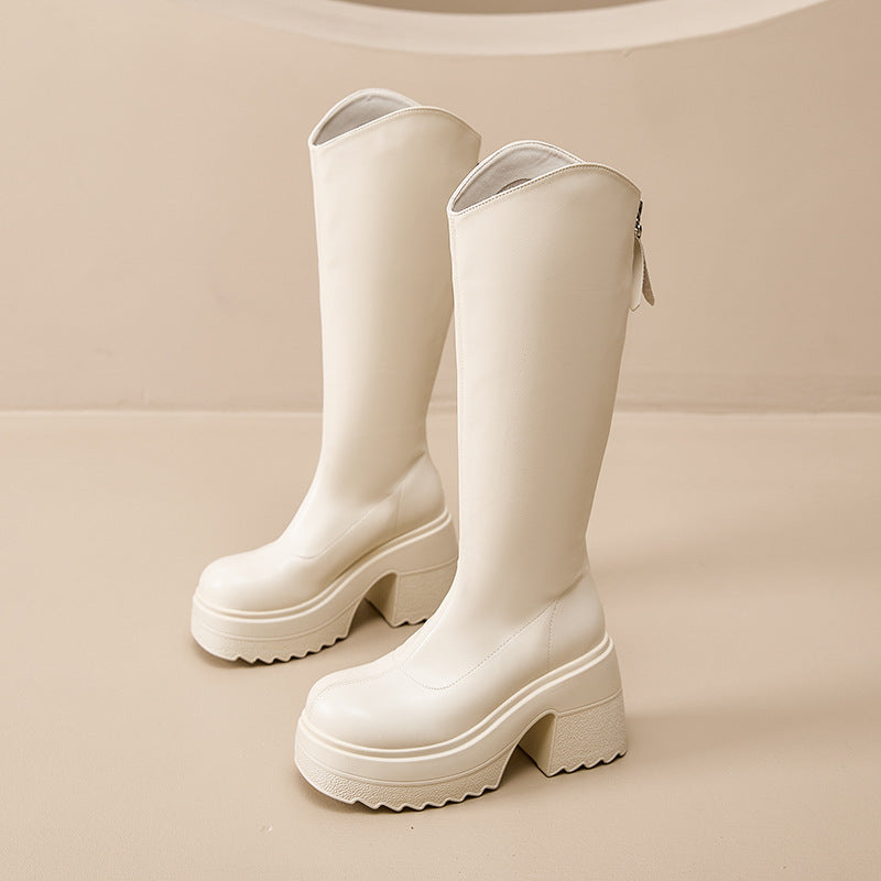 Women's Bottom Long Tube Elevator Below The Knee Spring Boots