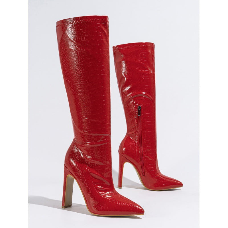 Women's Elastic Inside Zipper Diamond Irregular Fashion Heels