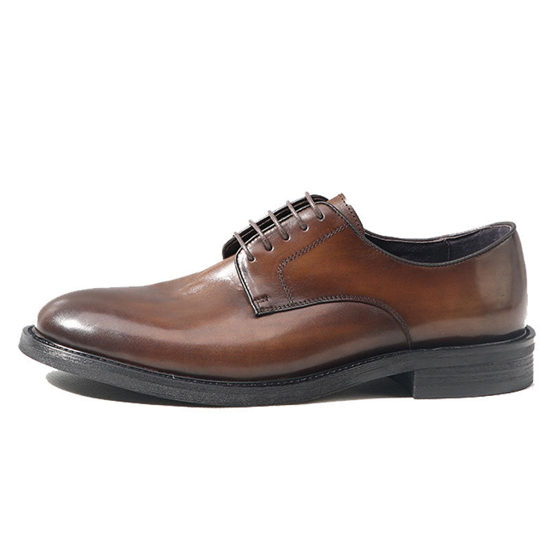 Men's Handmade Formal Round Toe Derby Genuine Soft Bottom Pure Men's Business Leather Shoes