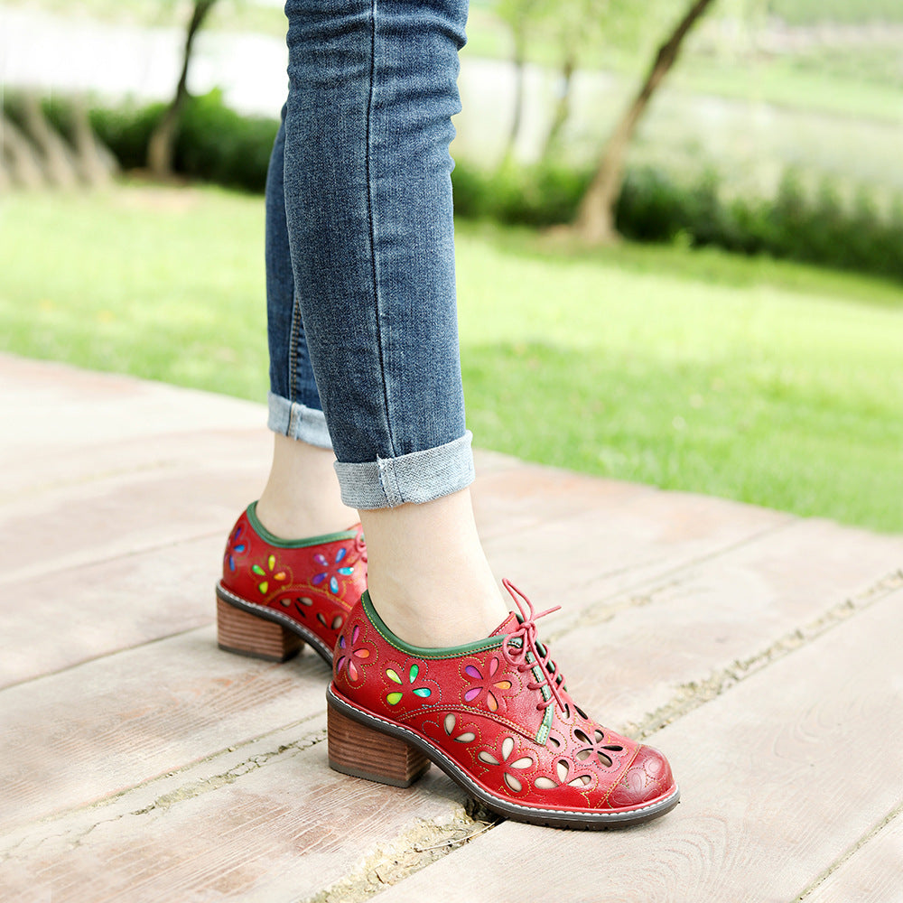 Spring Genuine Hand-rub Color Retro Contrast Casual Shoes