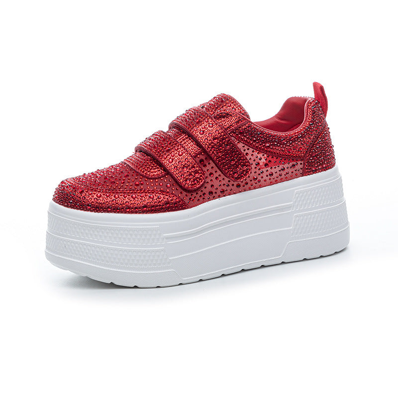 Women's White Rhinestone Single Mesh Small Women's Casual Shoes