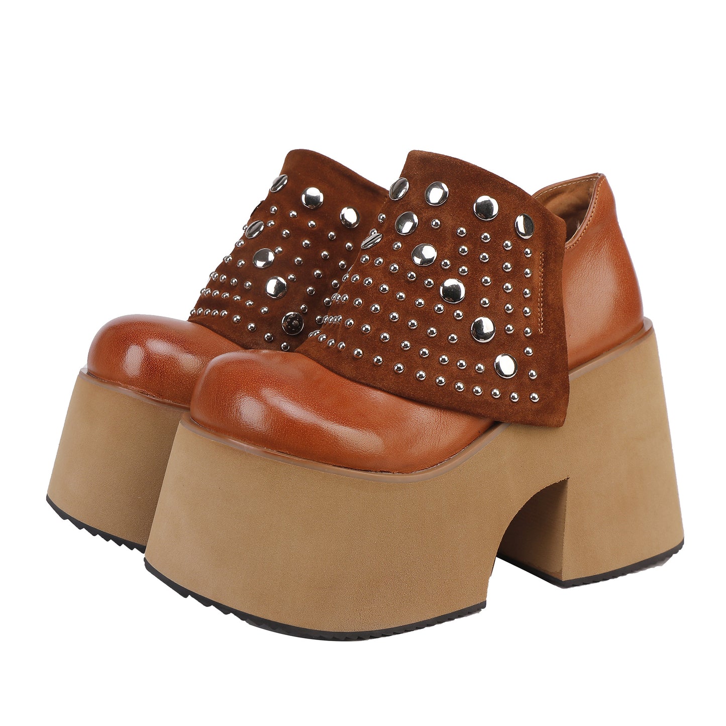 Elevator First Layer Cowhide Ankle Rivet Fashionable Women's Leather Boots