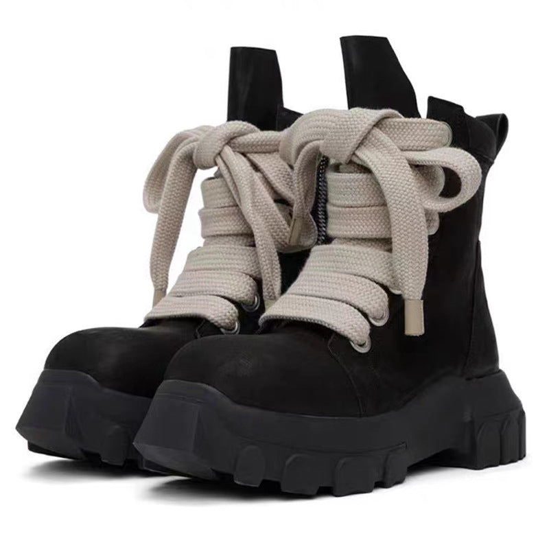 Men's Round Head Platform Heighten Martin Casual Shoes