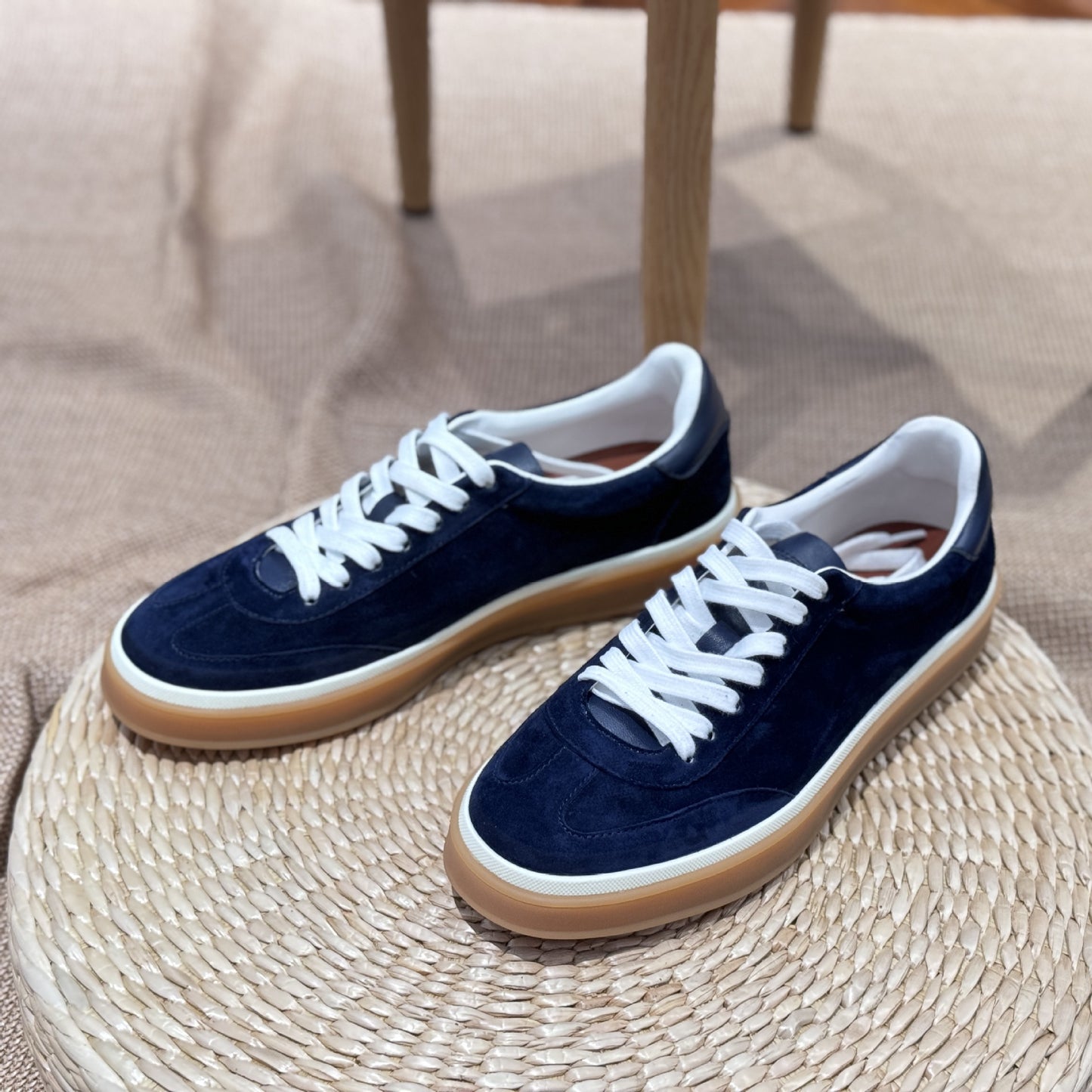 Men's Personality German Training Genuine Lace Up Round Sneakers