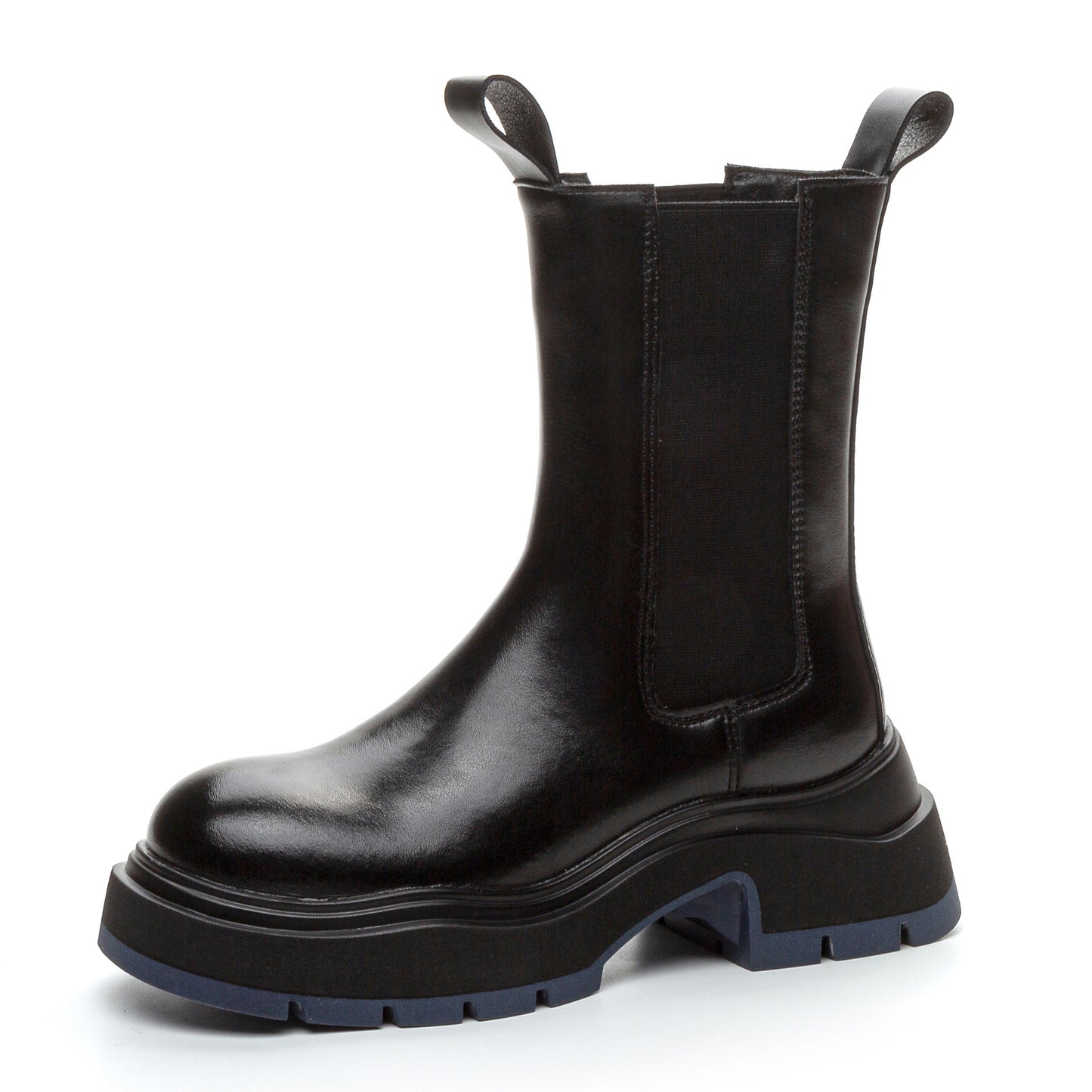 Women's Winter Thick Bottom Martin Black Round Smoke Pipe Trendy Height Women's Leather Boots