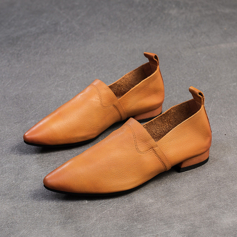 Women's Autumn Soft Top Layer Cowhide Slip-on Women's Casual Shoes