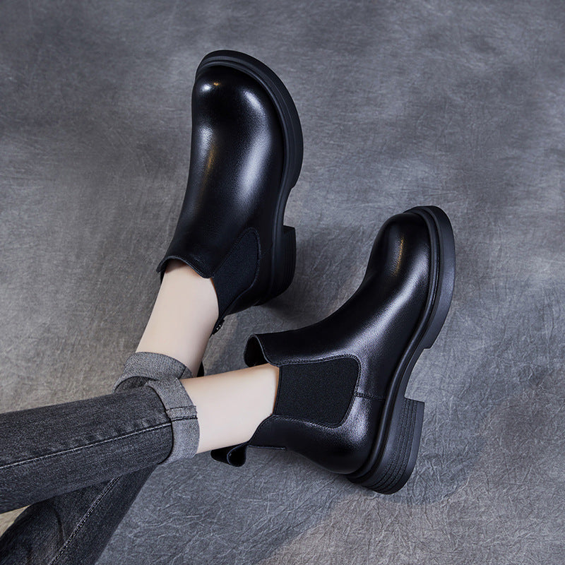 Temperament Commuter Genuine Booties Versatile Slip-on Boots